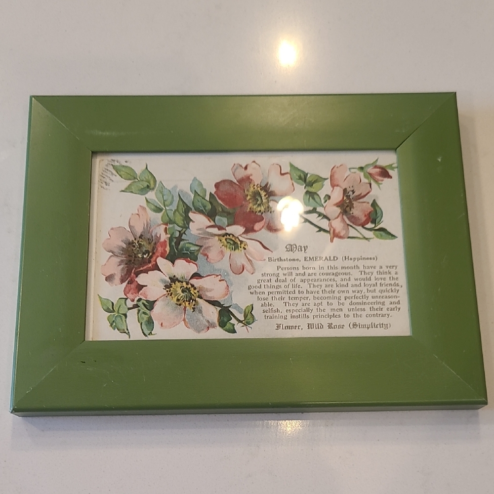 Floral May Vintage Postcard Framed Art